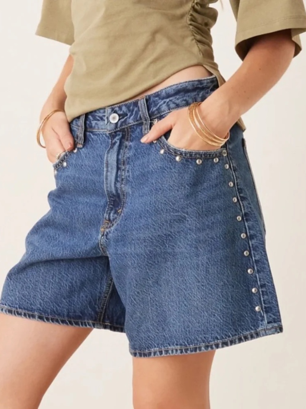 Abercrombie High Rise Loosed Studded Short - Curve Love 33